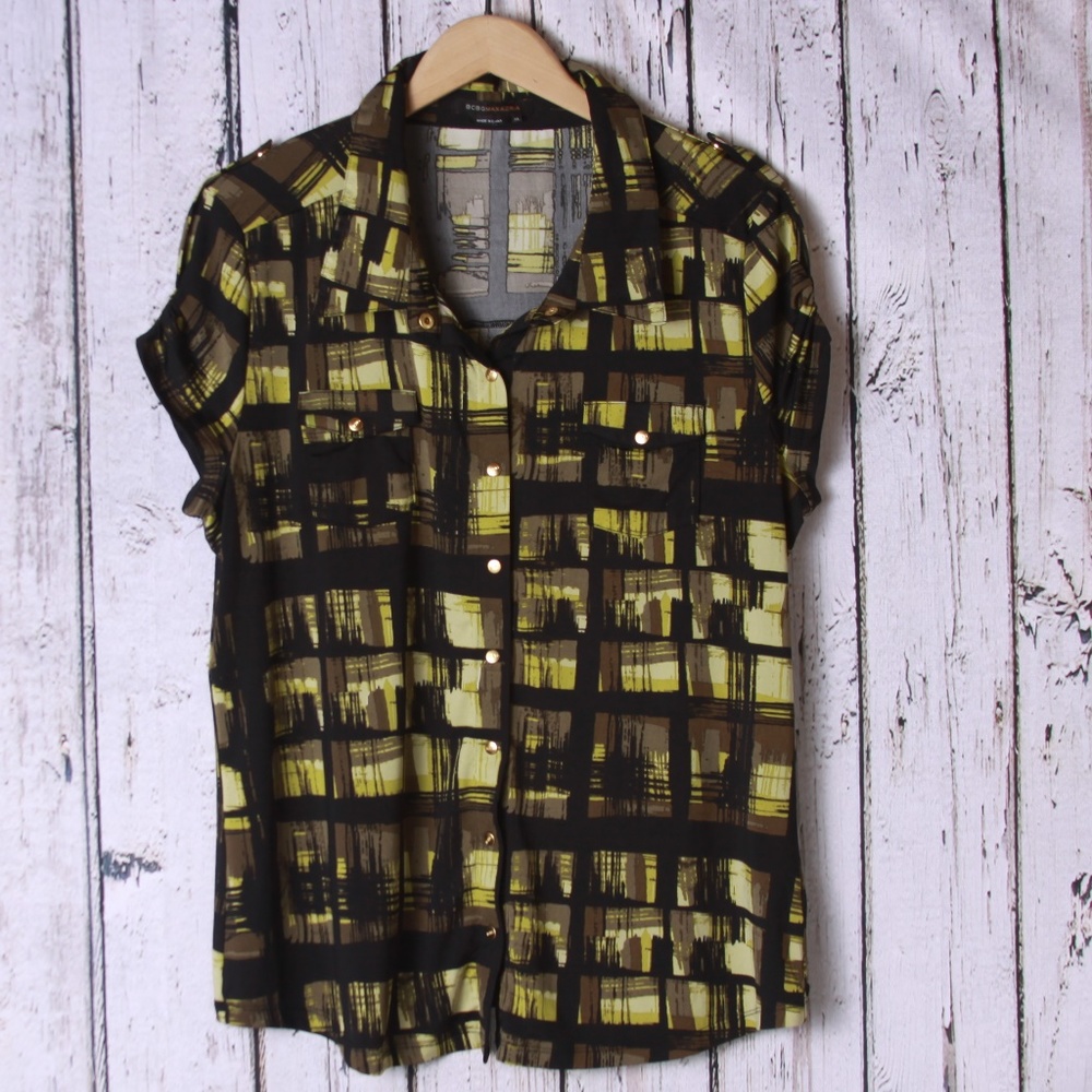 BCBG MaxAzria Shirt with Geometric Print Size XL